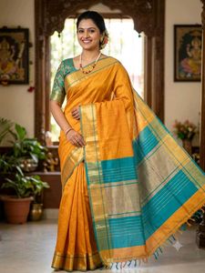 1-TimeUsed ElegantIRawSilkSaree+Stiched Blouse