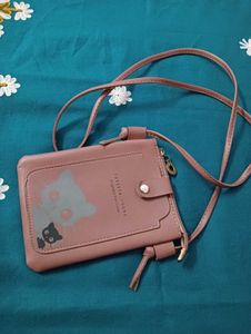 Cute Pink Cat Crossbody Wallet