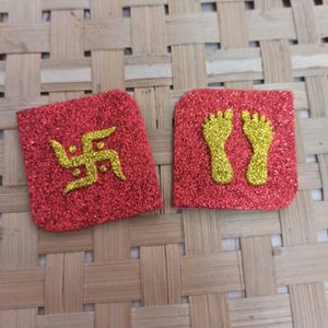 Swastik &amp; Laxmi Charan Wall Stickers (6 pkts)