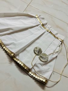 lotus desion cotton white lahenga choli