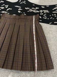 Brown Plaid Pleated Mini Skirt