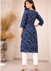Blue Floral Print Kurta