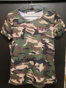Camo Print T-Shirt with Patch