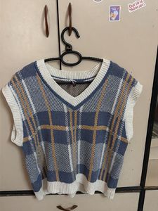 Plaid Knit Sweater Vest