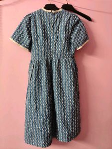 Blue Patterned kimono type Dress