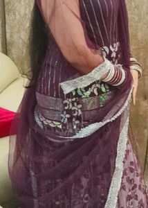 Elegant Purple &amp; Silver Lehnga