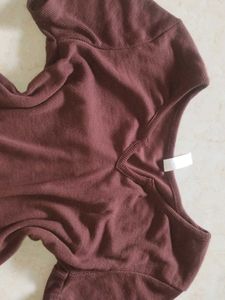 Brown V Neck Tee