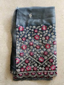 Embroidered Grey blouse piece