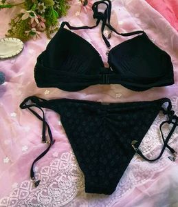 Black Textured Bikini set👍