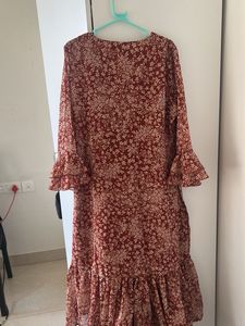 Chic Floral Print Wrap Dress XL size