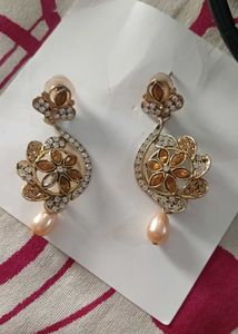 Designer Gold Tone Earrings with Pearls