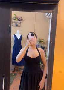 Elegant Black Halter Neck Dress
