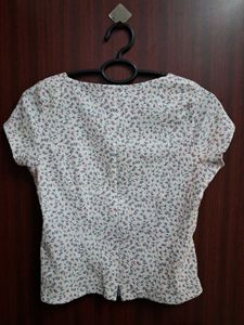 Cute Floral Print Square Neck Top