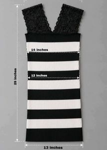 BLACK AND WHITE STRIPED RIBBED BODYCON DRESS