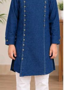 Boys' Blue Denim Kurta Set