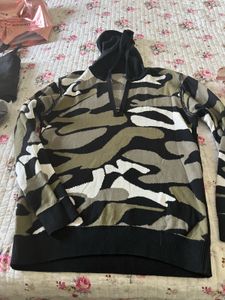 Camo Zip-Up Sweater