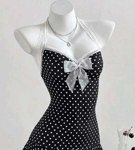 y2k Chic Polka Dot Halter Dress