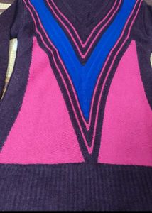 Colorful V-Neck Knit Sweater
