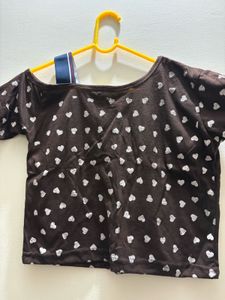 Brown Heart Print Tee