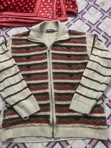 Men's Striped Zip-Up Sweater
