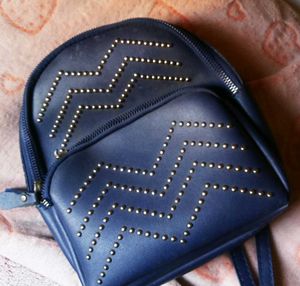 Blue Studded Mini Backpack