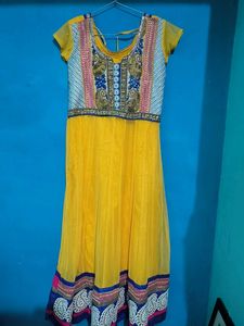 Yellow Embroidered Anarkali Suit