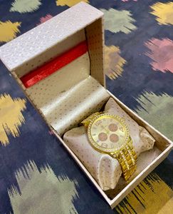 Gold Tone Rhinestone Watch