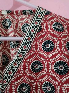 Red &amp; Blue Block Print short kurti