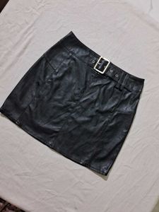 Black Belted Mini Skirt