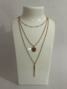 Layered Gold Tone Disc Necklace