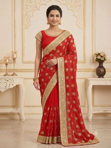 heavy embroidered party wear saree