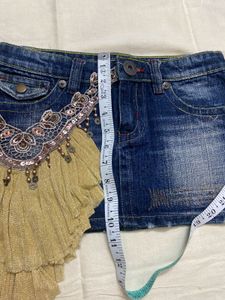 vintage Embellished Denim Mini Skirt
