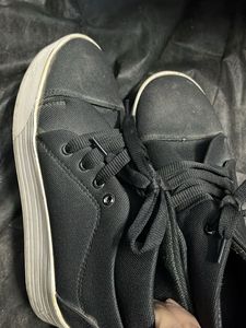 Black Canvas High-Top Sneakers