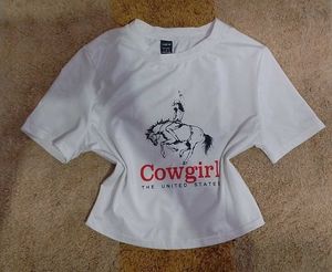 Shein White Cowgirl Graphic T-Shirt
