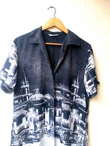 Imported Printed Button-Down Shirt (Women)