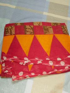 Vibrant red and Orange Saree