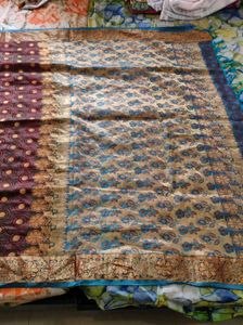 Elegant Maroon &amp; Blue Saree