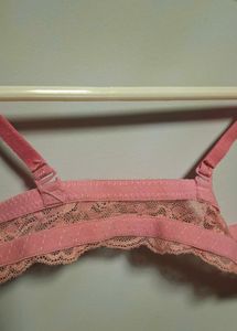 Pink Lacey Front Closure Push Up Bra