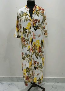 Chic Floral Print Long Kurta