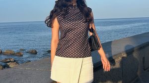 Black Polka-Dot Cowl Neck Top