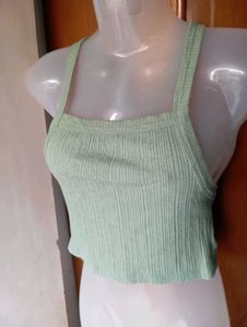 Ribbed Green Crop Top