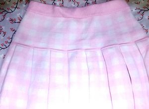 baby pink mini skater skirt