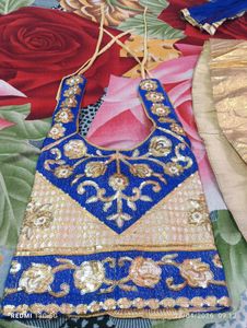 Elegant Yellow &amp; Blue Lehenga Choli Set