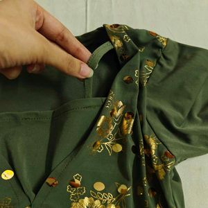 🆕 Olive Green with Gold Crop Top