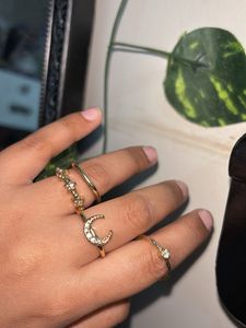Cute Moon & Star Ring Set