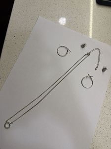 Silver Tone Necklace and Earrings Set