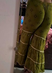 Flared Palazzo Pants with Tiered Design