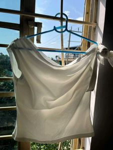 Off-Shoulder Ruched White Top
