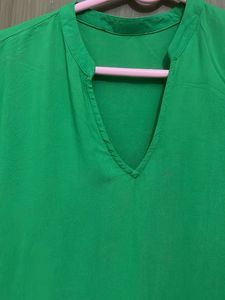 pure cotton flare Vibrant Green Tiered Dress