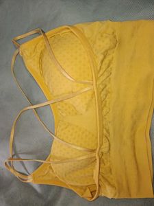 Yellow Sports Bra with Strappy Back